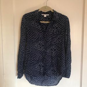 Diane Von Furstenburg Navy Button Down 4